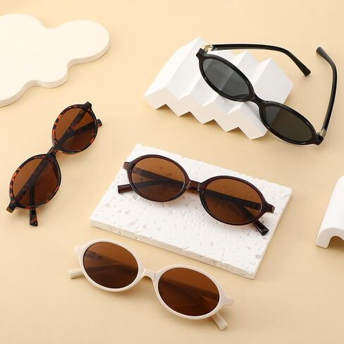 JATEBI Retro Oval Sunglasses for Women Small Vintage 90s Y2K Style Trendy Designer UV Protection Lightweight Sun Glasses in Kuwait