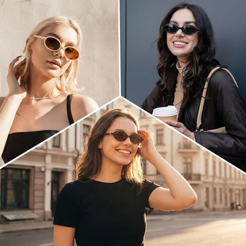 JATEBI Retro Oval Sunglasses for Women Small Vintage 90s Y2K Style Trendy Designer UV Protection Lightweight Sun Glasses in Kuwait