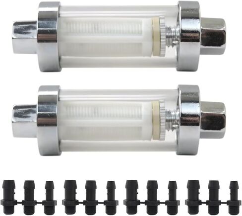 1/4"" 5/16"" 3/8"" Chrome Glass Reusable Washable Inline Fuel Filter for all Vehicles Including Cars Boats Motorcycles Tractors Classics Kit Cars and Many Other Applications 2PCS in Saudi Arabia