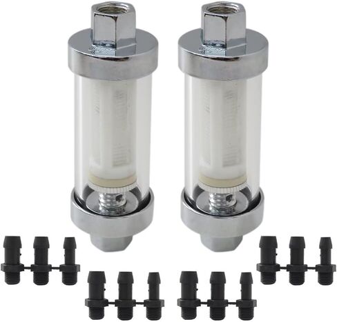 1/4"" 5/16"" 3/8"" Chrome Glass Reusable Washable Inline Fuel Filter for all Vehicles Including Cars Boats Motorcycles Tractors Classics Kit Cars and Many Other Applications 2PCS in Saudi Arabia