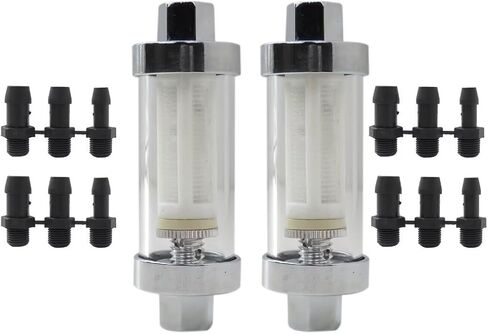 1/4"" 5/16"" 3/8"" Chrome Glass Reusable Washable Inline Fuel Filter for all Vehicles Including Cars Boats Motorcycles Tractors Classics Kit Cars and Many Other Applications 2PCS in Saudi Arabia