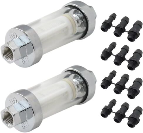 1/4"" 5/16"" 3/8"" Chrome Glass Reusable Washable Inline Fuel Filter for all Vehicles Including Cars Boats Motorcycles Tractors Classics Kit Cars and Many Other Applications 2PCS in Saudi Arabia