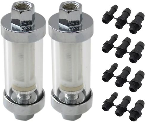 1/4"" 5/16"" 3/8"" Chrome Glass Reusable Washable Inline Fuel Filter for all Vehicles Including Cars Boats Motorcycles Tractors Classics Kit Cars and Many Other Applications 2PCS in Saudi Arabia