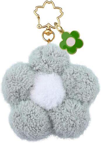 Xiyantiji Flower Plush Keychain for Women Girls Pink White Fluffy Flower Charms for Handbag Purse Backpack Fuzzy Accessories in Saudi Arabia