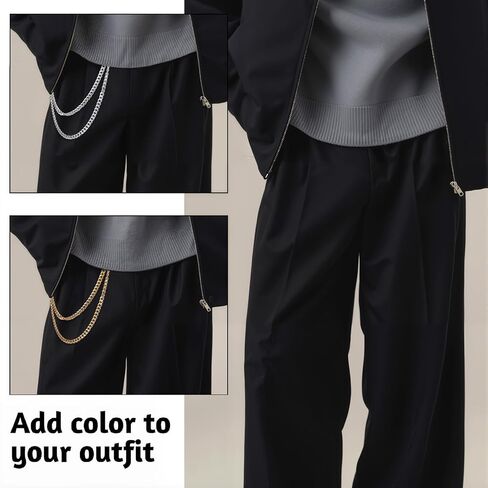 Jean Chains for Women Chain for Pants Wallet Chains with Lobster Clasps Silver Waist Chain Unisex Biker Style Hip Hop Gifts in Saudi Arabia