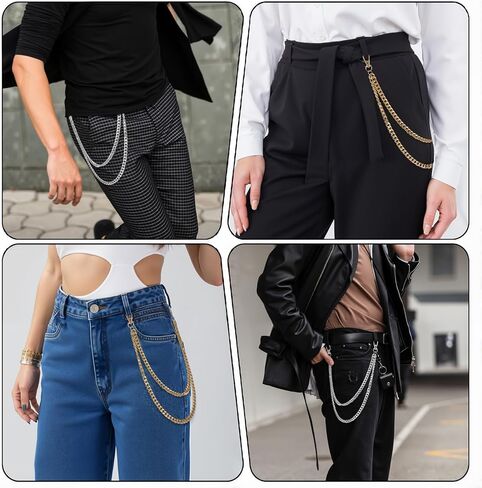 Jean Chains for Women Chain for Pants Wallet Chains with Lobster Clasps Silver Waist Chain Unisex Biker Style Hip Hop Gifts in Saudi Arabia