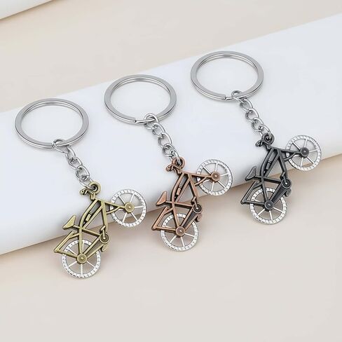 3 Pack Set Bike Keychain for Women Men,Bronze and Silver Bicycle Pendant Charms Keychains Accessories Gifts For Car Key Ring,Backpacks,Bag,Purse Charm in Kuwait