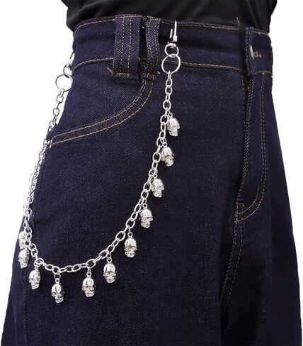 PINKPIN Wallet Pants Keychain for Jeans Gothic Punk Skull Accessory Ghost Head for Men Women Clothing Accessories in Kuwait