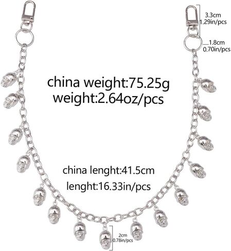 PINKPIN Wallet Pants Keychain for Jeans Gothic Punk Skull Accessory Ghost Head for Men Women Clothing Accessories in Kuwait