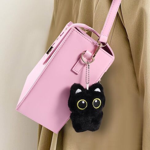 6pcs Cat Plush Keychain, Adorable Black Cat Bag Charm with Squeaky Sound Animal Lover Gifts Accessory for Handbags Backpacks in Kuwait