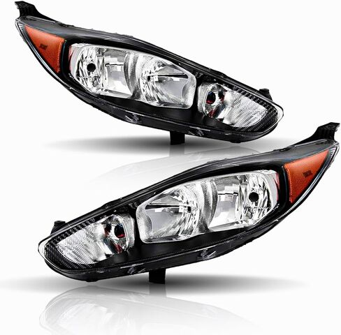 مجموعة المصابيح الأمامية متوافقة مع 2014 2015 2016 2017 2018 2019 Ford Fiesta Halogen للسائق وجانب الركاب، تتضمن المصابيح غطاء من الكروم in Kuwait