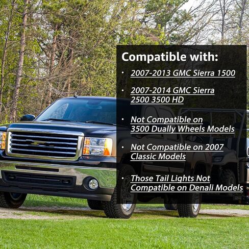 Headlights and Taillights Assembly Combo Kits for 2007-2013 GMC Sierra 1500/2007-2014 GMC Sierra 2500HD 3500HD Head/OE Style Rear Brake Tail Lights Lamps Replacement (LH RH Full Set),Chrome Amber in Saudi Arabia