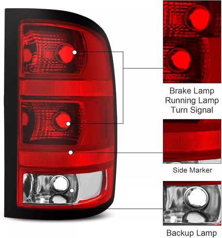 Headlights and Taillights Assembly Combo Kits for 2007-2013 GMC Sierra 1500/2007-2014 GMC Sierra 2500HD 3500HD Head/OE Style Rear Brake Tail Lights Lamps Replacement (LH RH Full Set),Chrome Amber in Saudi Arabia