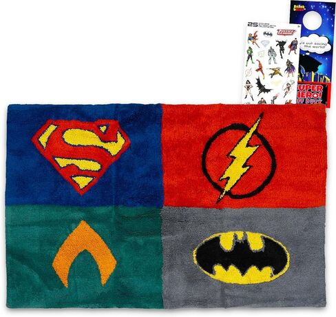 DC Comics Justice League Accent Rug for Kids - Superman, Batman, The Flash, Aquaman 30.5" x 16.5" Non Slip Superhero Rug Plus More Room Decor in Saudi Arabia