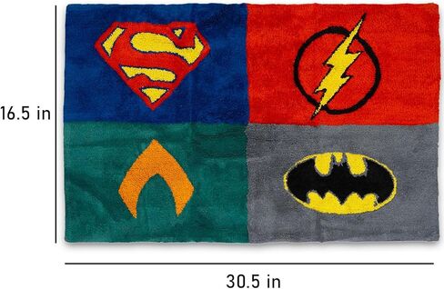 DC Comics Justice League Accent Rug for Kids - Superman, Batman, The Flash, Aquaman 30.5" x 16.5" Non Slip Superhero Rug Plus More Room Decor in Saudi Arabia