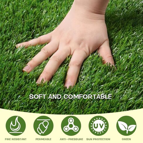 سجادة العشب الاصطناعي السميكة من Heyroll بطول 3 أقدام × 8 أقدام، 35 مم في الهواء الطلق، سجادة عشب وهمية داخلية، عشب استرو للكلاب الأليفة، سجادة عشب صناعية مع فتحات تصريف ودعامة مطاطية/حجم مخصص in Kuwait