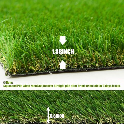 سجادة العشب الاصطناعي السميكة من Heyroll بطول 3 أقدام × 8 أقدام، 35 مم في الهواء الطلق، سجادة عشب وهمية داخلية، عشب استرو للكلاب الأليفة، سجادة عشب صناعية مع فتحات تصريف ودعامة مطاطية/حجم مخصص in Kuwait