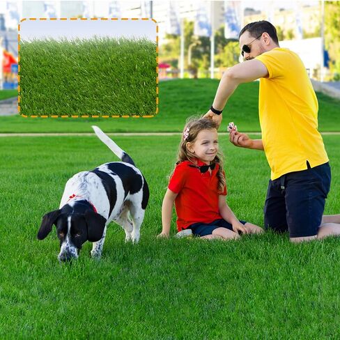سجادة العشب الاصطناعي السميكة من Heyroll بطول 3 أقدام × 8 أقدام، 35 مم في الهواء الطلق، سجادة عشب وهمية داخلية، عشب استرو للكلاب الأليفة، سجادة عشب صناعية مع فتحات تصريف ودعامة مطاطية/حجم مخصص in Kuwait