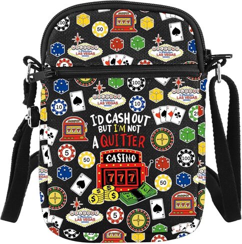 PLITI Casino Crossbody Purse Gambler Gift Casino Lover Gift I'd Cash Out But I'm Not a Quitter Slot Machine Gambling Bag in Saudi Arabia
