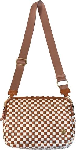 Gold Blush Woven Bestie Bag, Crossbody, Vegan Leather, RFID Protection, Adjustable 60" Strap, 6 Card Slots in Saudi Arabia