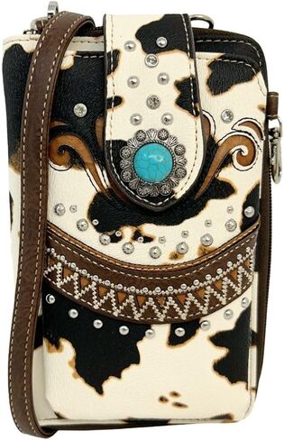 محفظة الهاتف الخلوي الغربية - حقيبة كروس صغيرة للنساء مع حزام معصم وفتحات لبطاقة المحفظة in Kuwait