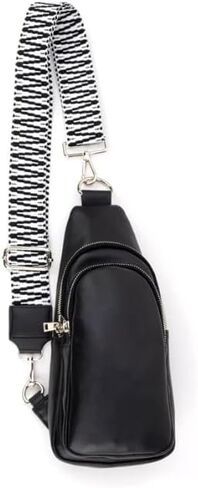 The Arden | Double-Zipper Sling Bag | Vegan Leather Crossbody with Wide Strap & Gold Hardware | Travel Bag in Kuwait