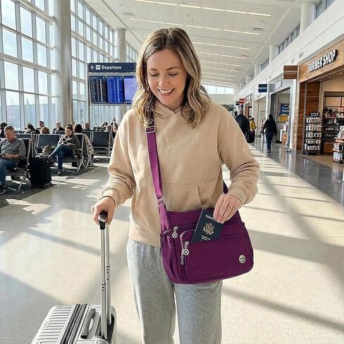 Fashion Shoulder Handbag,Roomy Multiple Pockets Waterproof Crossbody Bag for Women,Purple in Saudi Arabia