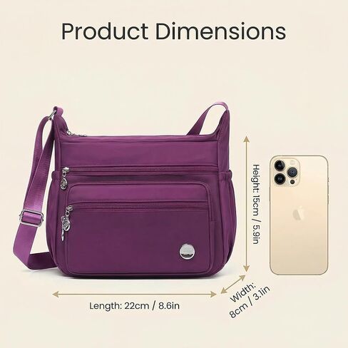 Fashion Shoulder Handbag,Roomy Multiple Pockets Waterproof Crossbody Bag for Women,Purple in Saudi Arabia