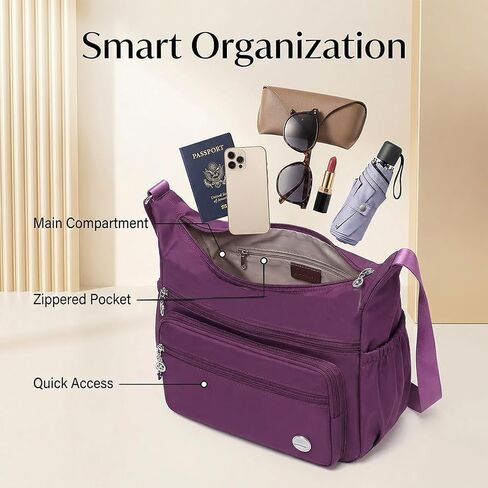 Fashion Shoulder Handbag,Roomy Multiple Pockets Waterproof Crossbody Bag for Women,Purple in Saudi Arabia
