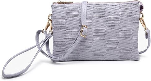 JEN & CO. Izzy Vegan Leather Checker Crossbody Bags Clutch Purses Wristlet Wallet Shoulder Handbag for Women in Saudi Arabia