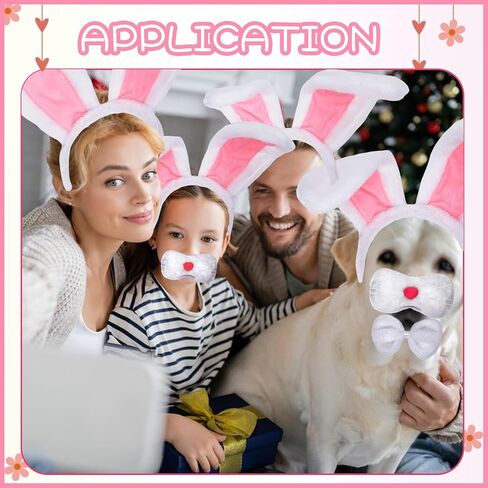 4PCS Easter Bunny Costume Set Rabbit Ears Headband Bowtie Nose Mask Plush Round Tail Cosplay Accessories Party Supplies in Kuwait