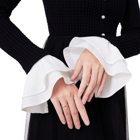 Joyci Flare Ruffle Sleeve Cuffs for Women Girls, Versatile Pleated Shirt Wrist Cuff Fake Colllar Sleeves Accessory in Kuwait