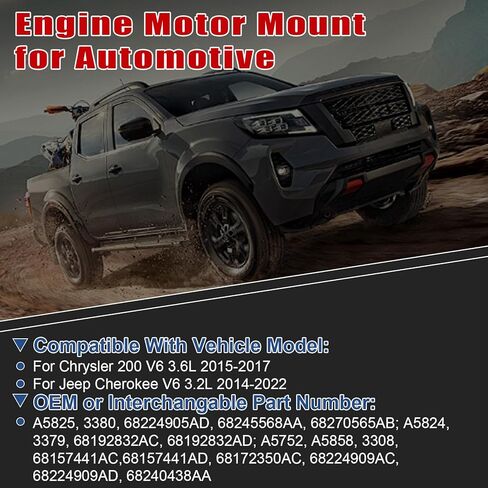 3Pcs Engine Motor Mount Compatible with Chrysler 200 V6 3.6L 2015-2017 & for Jeep Cherokee V6 3.2L 2014-2022 Transmission Mount Set, Replace A5825, A5824, A5752 in Kuwait