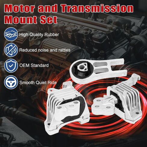 3Pcs Engine Motor Mount Compatible with Chrysler 200 V6 3.6L 2015-2017 & for Jeep Cherokee V6 3.2L 2014-2022 Transmission Mount Set, Replace A5825, A5824, A5752 in Kuwait