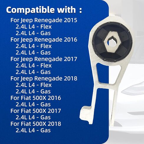 for Jeep Renegade Rear Engine Mount 2015 2016 2017 Compatible with Fiat 500X 2016-2018 2.4L L4 Engine Motor Mount Rear Reference#68258599AA in Kuwait