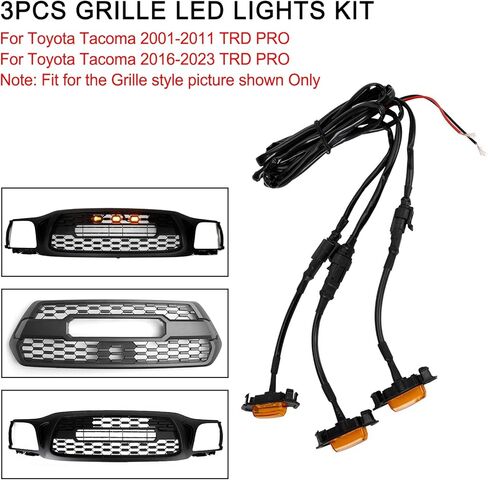 Topteng Grille LED Lights Kit, 3PCS Front Bumper Hood Grille LED Lights fit for Toyota Tacoma 2001-2011 TRD PRO, for Tacoma 2016-2023 TRD PRO in Saudi Arabia