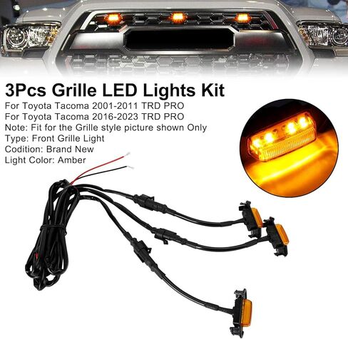Topteng Grille LED Lights Kit, 3PCS Front Bumper Hood Grille LED Lights fit for Toyota Tacoma 2001-2011 TRD PRO, for Tacoma 2016-2023 TRD PRO in Saudi Arabia