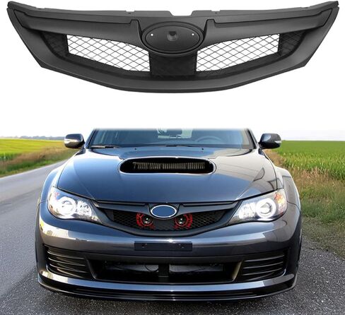 Front Bumper Upper Grille, Compatible with 2008-2010 Subaru Impreza WRX Hatchback Only, Matte Black ABS Plastic OE Style Replacement Grill Assembly, 1PC in Kuwait