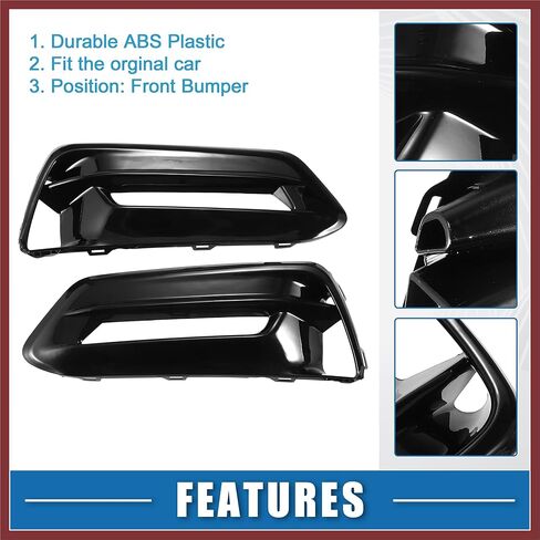 Car Front Fog Light Cover Grille Left Right Side for Honda Accord EX EX-L Sport Touring 2018-2020 ABS Plastic Bright Black (Set of 2) Replace Parts in Saudi Arabia