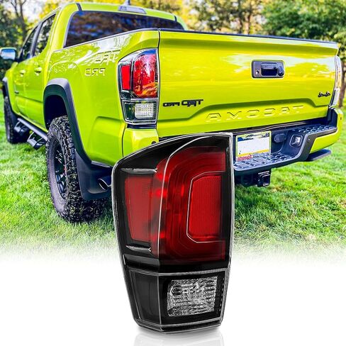 زوج تجميع المصابيح الخلفية لعام 2016 2017 2018 2019 2020 2021 2022 2023 Toyota Tacoma المصابيح الخلفية الخلفية ومصابيح الفرامل اليسرى للسائق وجانب الركاب الأيمن، غطاء أسود عدسة شفافة مع إطار أسود in Kuwait