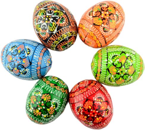 Easter Painted Eggs Wooden Ukrainian Pysanky Pysanka. Polish Pisanki. Czech Kraslice. Set of 6 in Kuwait