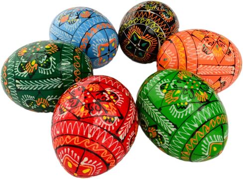 Easter Painted Eggs Wooden Ukrainian Pysanky Pysanka. Polish Pisanki. Czech Kraslice. Set of 6 in Kuwait