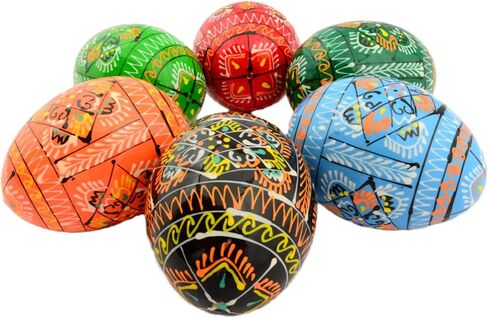 Easter Painted Eggs Wooden Ukrainian Pysanky Pysanka. Polish Pisanki. Czech Kraslice. Set of 6 in Kuwait