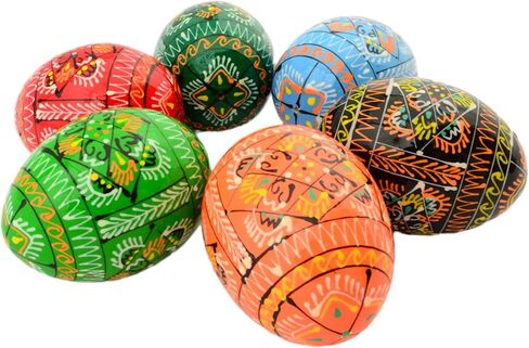 Easter Painted Eggs Wooden Ukrainian Pysanky Pysanka. Polish Pisanki. Czech Kraslice. Set of 6 in Kuwait