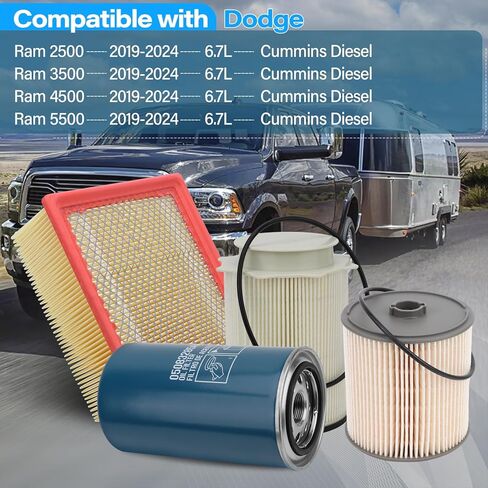 Cummins Filter Kit Compatible with Dodge Ram 2500/3500/4500/5500 2019-2025, Fuel Filter 68436631AA/68157291AA, 05083285AA and CA10261. in Saudi Arabia