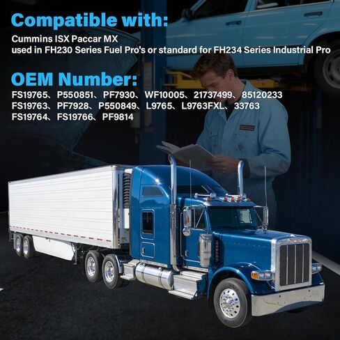 FS19765 Fuel Filter Water Separator Fit for Cummins ISX Replaces P550851 PF7930 WF10005 21737499 85120233 FS19763 PF7928 P550849 L9765 L9763FXL 33763 FS19764 FS19766 PF9814 in Kuwait