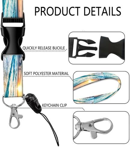 Badge Reels Retractable with Carabiner Reel Clip, ID Name Tag Work Badge Holder Belt Ferrule, Identity ID Badge Holder Cover Case for Office Work Nurse Teacher Student(Beautiful Beach) in Saudi Arabia