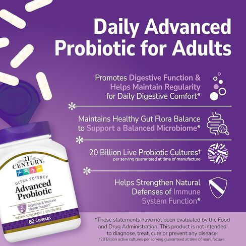 كبسولات بروبيوتيك المتقدمة من 21 سنشري، 60 قطعة (27505) in Kuwait