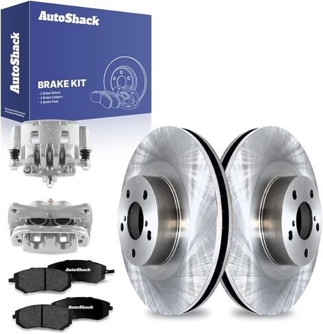 AutoShack Front Vented Brake Rotors + Premium Ceramic Pads + Calipers 8-PC Brake Kit Replacement for 2003-2008 Subaru Forester 2008 Subaru Impreza 2005-2006 Saab 9-2X 11.55" (293.4 mm) in Saudi Arabia
