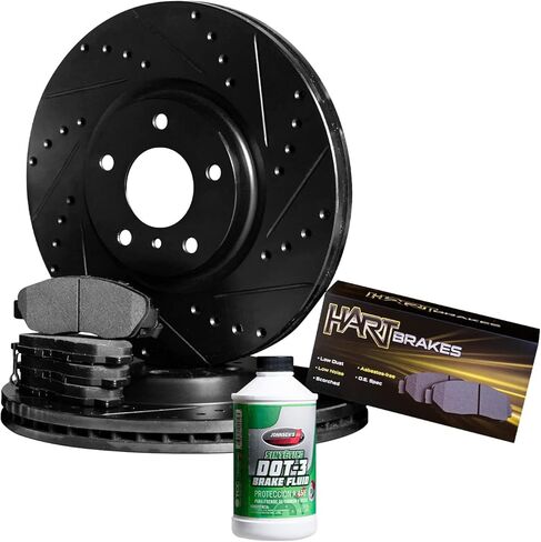 Hart Brakes Front and Rear Brakes and Rotors| Front and Rear Semi Metallic Brake Pads and Rotors Kit| Fits 2020-2021 Toyota Highlander in Kuwait